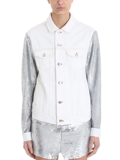 Shop Iro Nanopo Sequins Denim Jacket In White