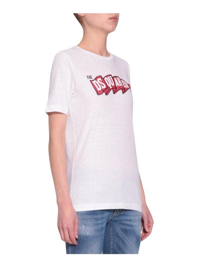 Shop Dsquared2 Logo Cotton T-shirt In Bianco