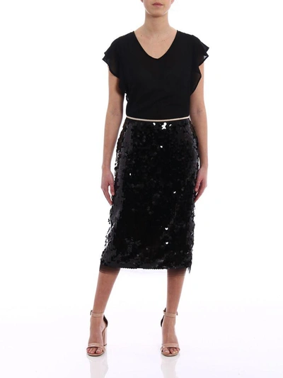 Shop N°21 Sequin Pencil Skirt In Black