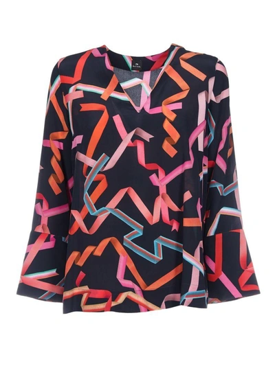 Shop Paul Smith Abstract Print Top In Blue