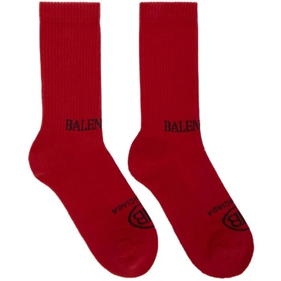 Shop Balenciaga Red Logo Socks In 6560 Rouge/