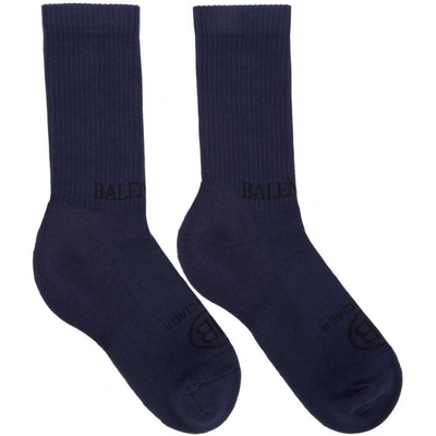 Shop Balenciaga Blue Logo Socks In 4360 Royal