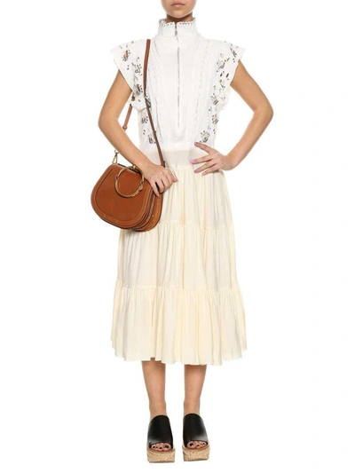 Shop Chloé Midi Dress In Bianco