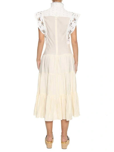 Shop Chloé Midi Dress In Bianco