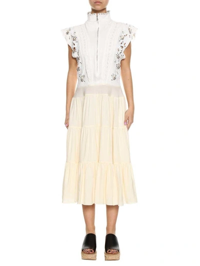 Shop Chloé Midi Dress In Bianco