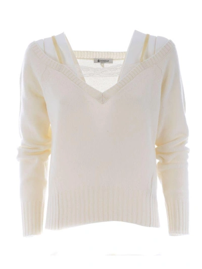 Shop Dondup Off Shoulder Knitted Top In Panna