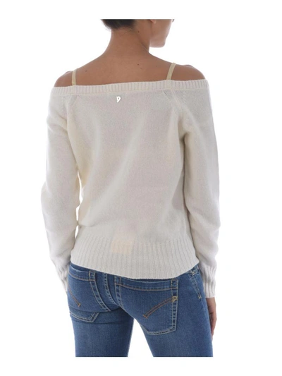 Shop Dondup Off Shoulder Knitted Top In Panna