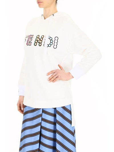 Shop Fendi Jersey Studs Hoodie In Whitebianco