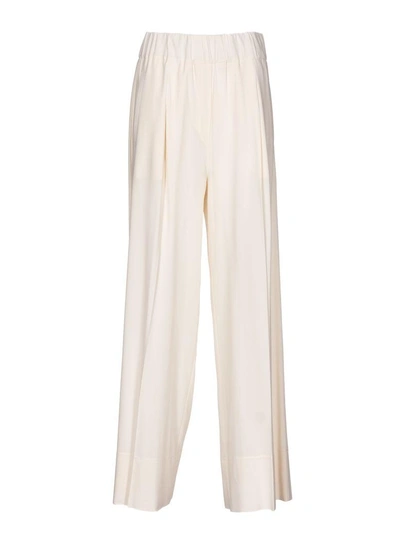 Shop Jucca Wide Leg Cropped Trousers In Panna