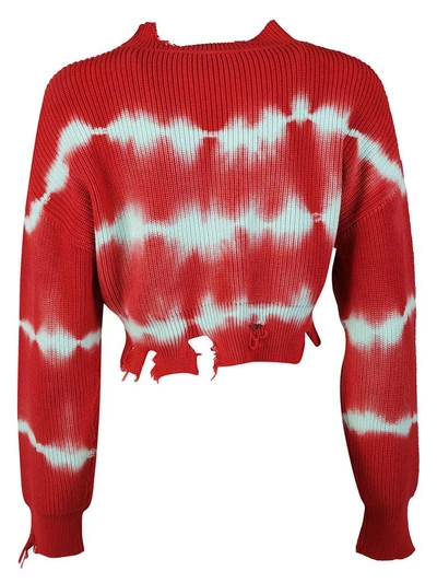 Shop Msgm Cropped Sweater In Rosso