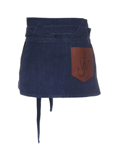 Shop Jw Anderson J.w. Anderson Denim Mini Skirt In Blu