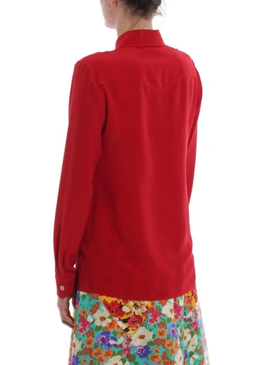 Shop Gucci Pointed Collar Shirt In Hibiscus Red