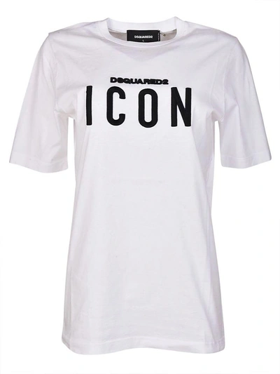 Shop Dsquared2 Icon Embroidered T-shirt In White