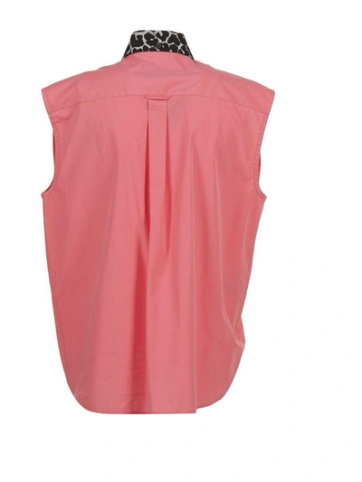 Shop Prada Printed Sleeveless Shirt In Rosa Scuro