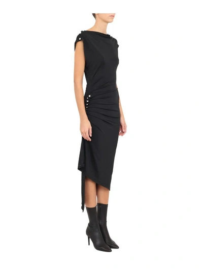 Shop Paco Rabanne Viscose Buttoned Dress In Nero