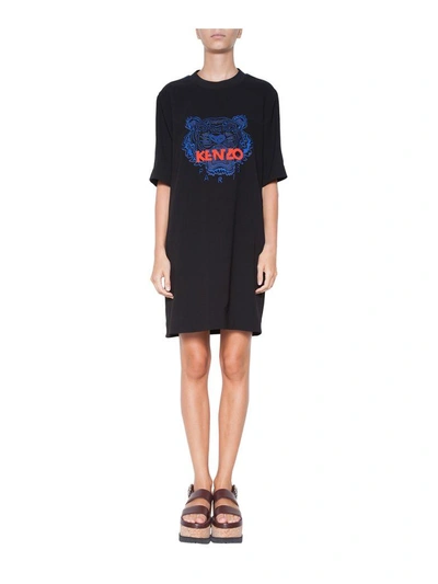 Shop Kenzo Tiger Cotton Dress In Nero