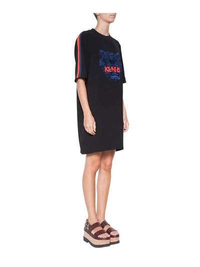 Shop Kenzo Tiger Cotton Dress In Nero