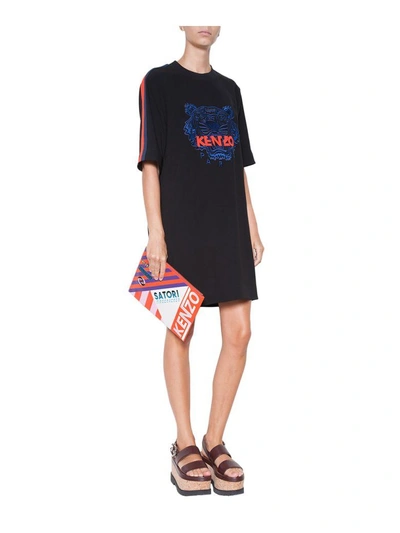 Shop Kenzo Tiger Cotton Dress In Nero