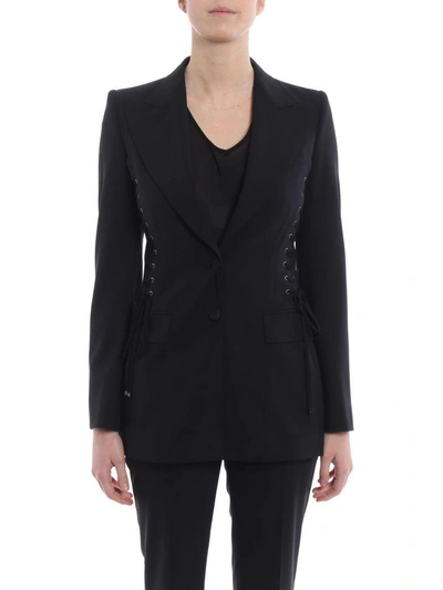 Shop Dolce & Gabbana Lace-up Side Blazer In Nnero