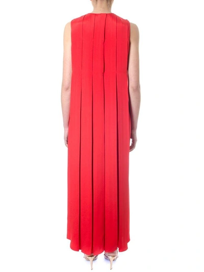 Shop Valentino Red Silk Pleated Dress
