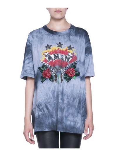 Shop Amen Tie-dye Cotton T-shirt In Azzurro