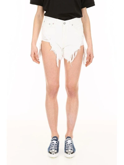 Shop R13 Shredded Shorts In Whitebianco