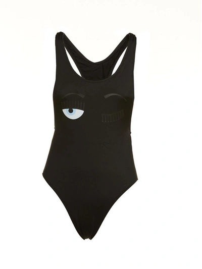 Shop Chiara Ferragni Wink One-piece Swimsuit In Nero