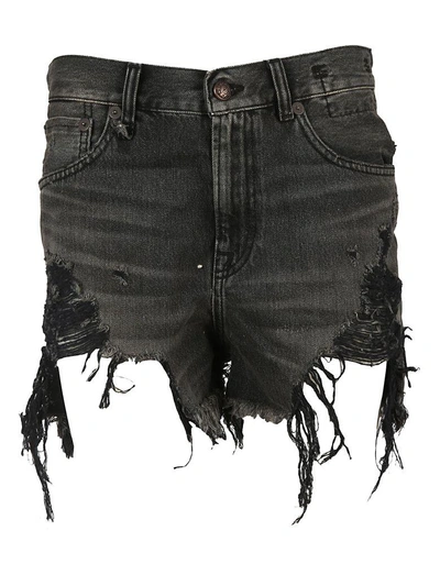 Shop R13 Distressed Ripped Denim Shorts In Niles Black
