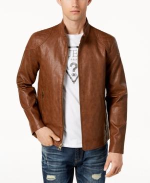 guess men's faux leather jacket