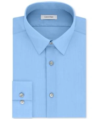 Shop Calvin Klein Steel Men's Slim Fit Non Iron Performance Herringbone Point Collar Dress Shirt In Mist