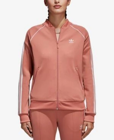 Shop Adidas Originals Adicolor Superstar Three-stripe Track Jacket In Ash Pink
