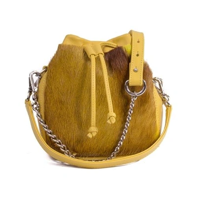 Shop Sherene Melinda Yellow Lou Lou Pouch Bag With A Stripe