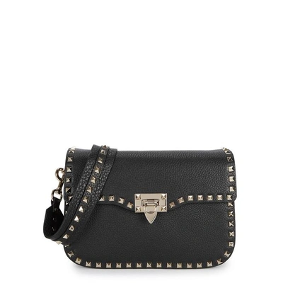 Shop Valentino Rockstud Black Leather Shoulder Bag