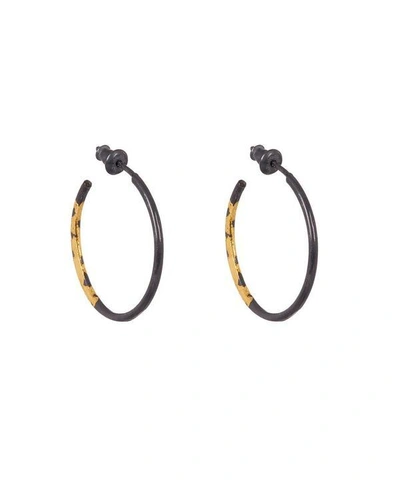Shop Acanthus Oxidised Silver Small Sickle Hoop Earrings In Gold