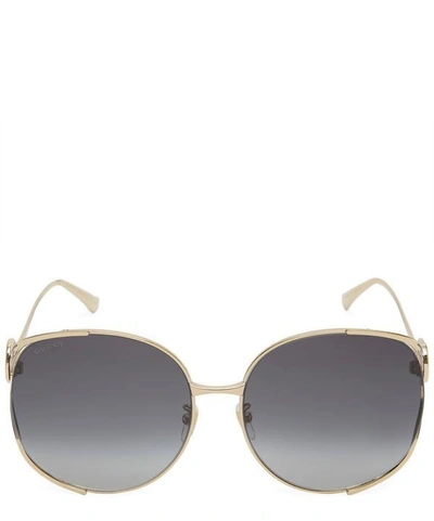 Shop Gucci Oversized Forks Sunglasses In Gold
