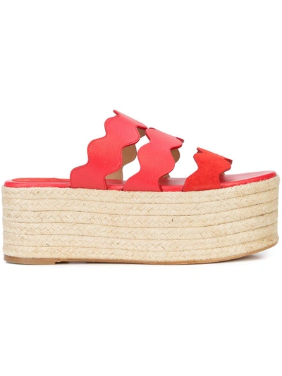 Shop Chloé Lauren Flatform Sandals In Red
