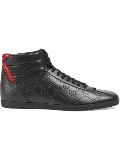 Shop Gucci Signature High-top Sneakers - Black