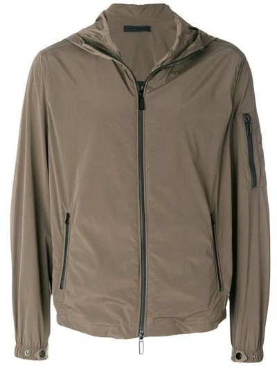 Shop Paolo Pecora Zipped Hooded Jacket - Brown