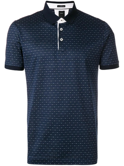 Shop Hugo Boss Boss  Woven Dot Polo Shirt - Blue