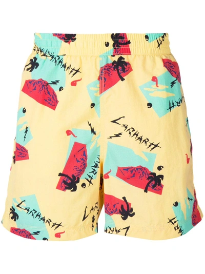 Shop Carhartt Printed Swim Shorts - Yellow