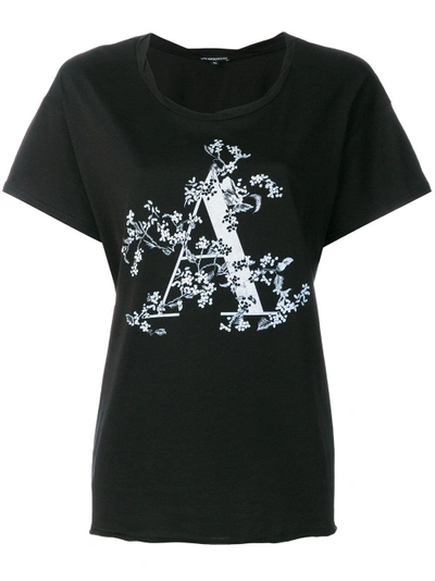 Shop Ann Demeulemeester Longline Chest Print T-shirt - Black