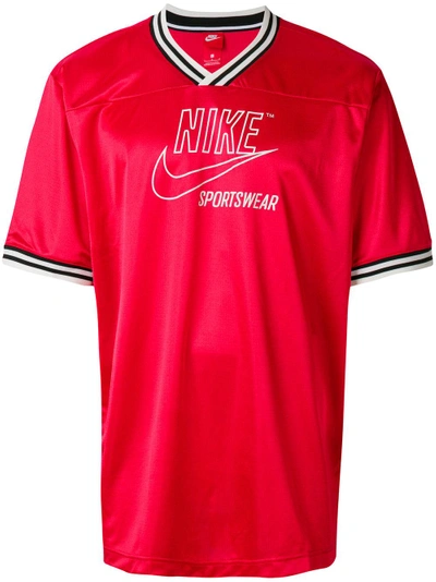 Shop Nike Embroidered Logo T-shirt In Red