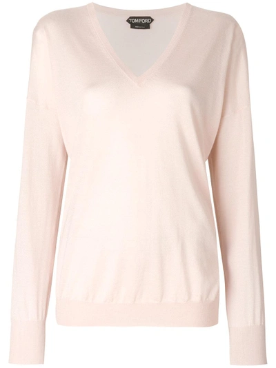 Shop Tom Ford V-neck Sweater In Pink & Purple
