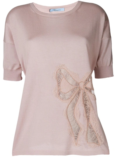 Shop Blumarine Bow Detail Knitted Top