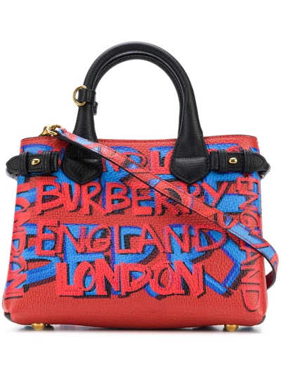 Shop Burberry The Small Banner Bag - Red