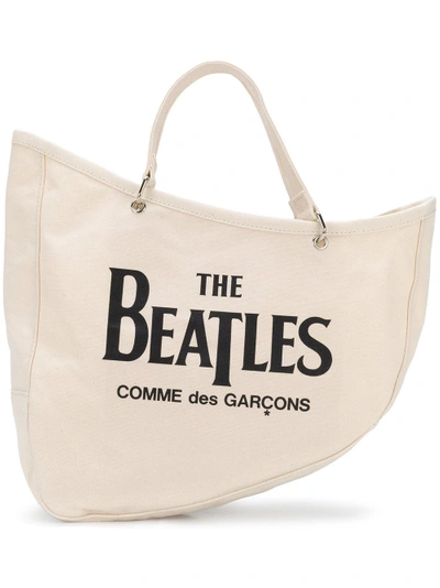 Shop Comme Des Garçons Slogan Tote Bag In Neutrals