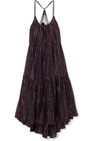 Shop Ulla Johnson Samara Striped Lurex And Cotton-blend Midi Dress