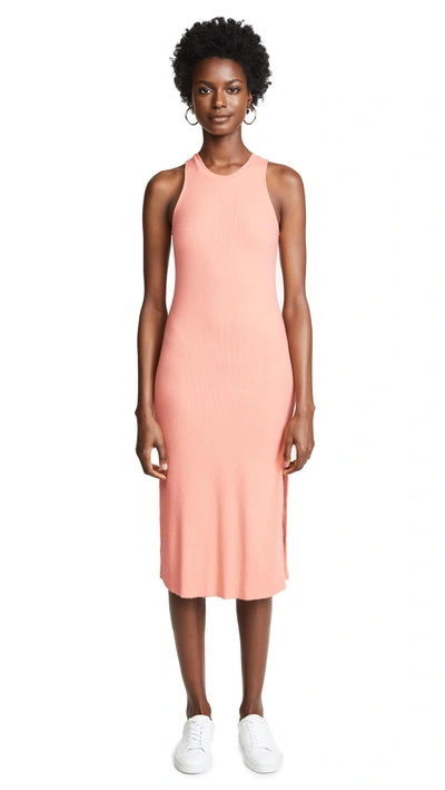 Shop Cotton Citizen The Melbourne Tank Dress With Slit In Pastel Coral