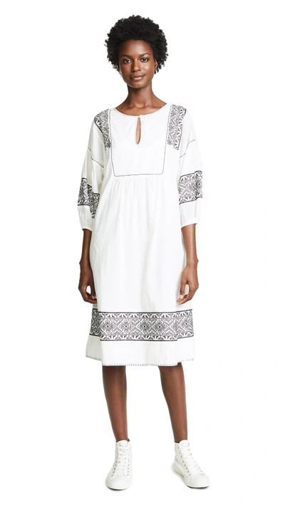 Shop The Great The Lovely Tunic Dress In Off White With Embroidery