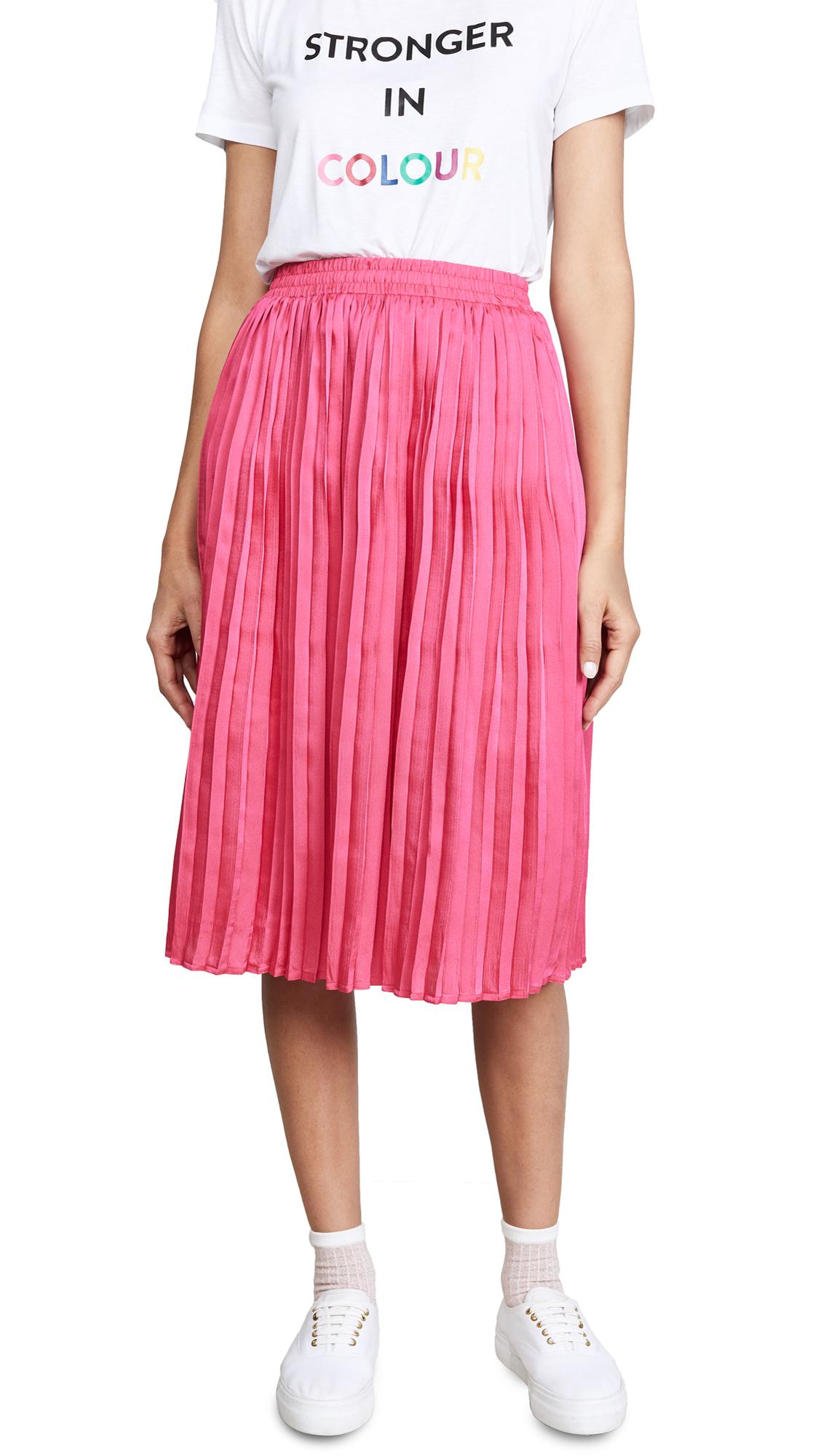 rose pleated midi skirt